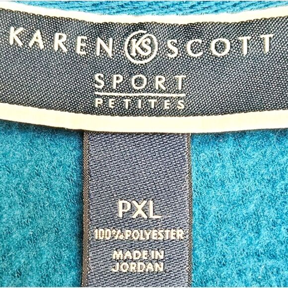 KAREN SCOTT Sport Petites Women'sβTeal Casual Fleece Zip- Up Jacket - Picture 8 of 11